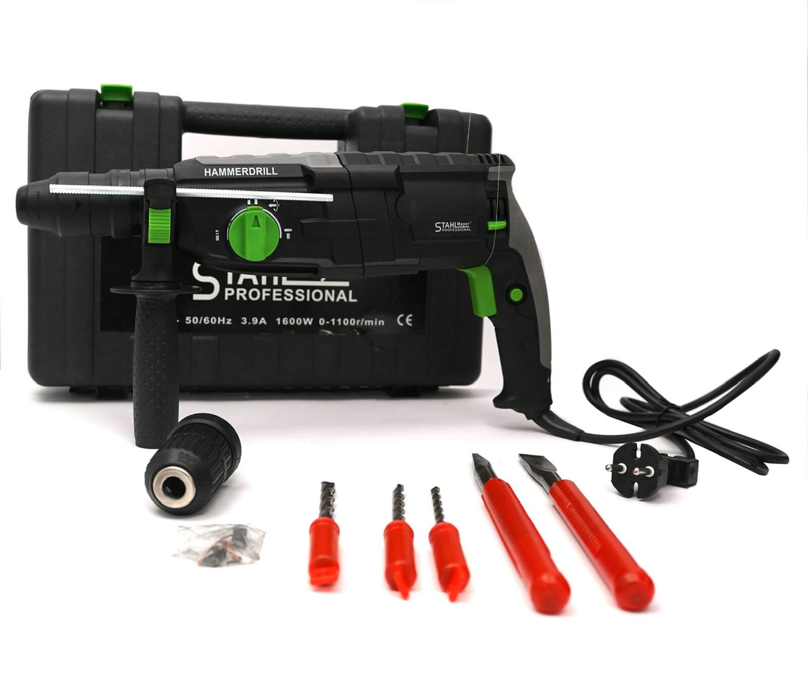 Перфоратор STAHLMAYER 1600W SDS-PLUS с 3 Режима на Работа 3.5J със Втори Патронник + Шила и Бургии в Куфар - Image 3