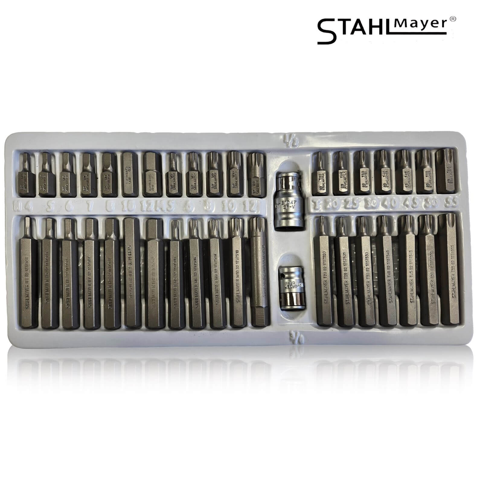 Професионален Комплект Битове - Накрайници STAHLMAYER Hex XZN и Torx 1/2", 3/8" 40 броя SM4401 - Image 2