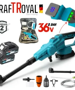 Мобилна Водоструйка с Дисплей KraftRoyal 36V 8Ah + Регулираща дюза