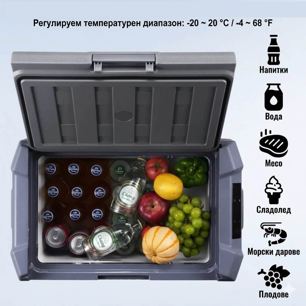 Преносима Хладилна Кутия HAWEK NL30 с Компресор и Захранване 12V/24V и 100/220V - Image 6