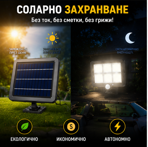 Соларен LED Прожектор 500W Лампа с Отделен Панел с 5 Метра Кабел и Дистанционно - Image 5