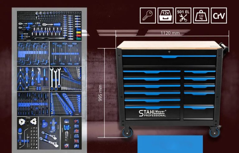 Професионален Шкаф с Инструменти с 12 чекмеджета - Количка с 501 Части STAHLMAYER JUMBO XXL - Image 5