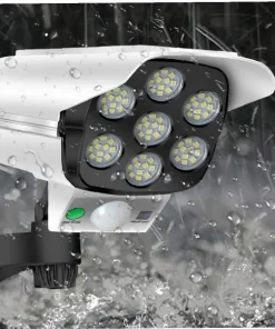 Соларна Лампа с Панел 77 LED - Тип Фалшива/Имитираща Камера със Сензор за Движение