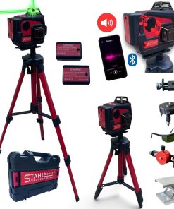 Професионален Самонивелиращ Лазерен Нивелир 4D с 16 линии 360° STAHLMAYER със Зелен Лазер + Вградена Bluetooth Тонколонка